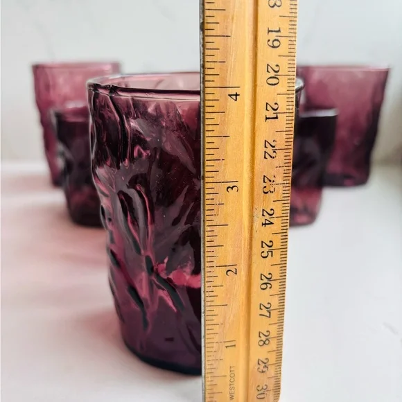 7 Seneca Morgantown amethyst glasses. 4 juice 3 lowball - Picture 7 of 7